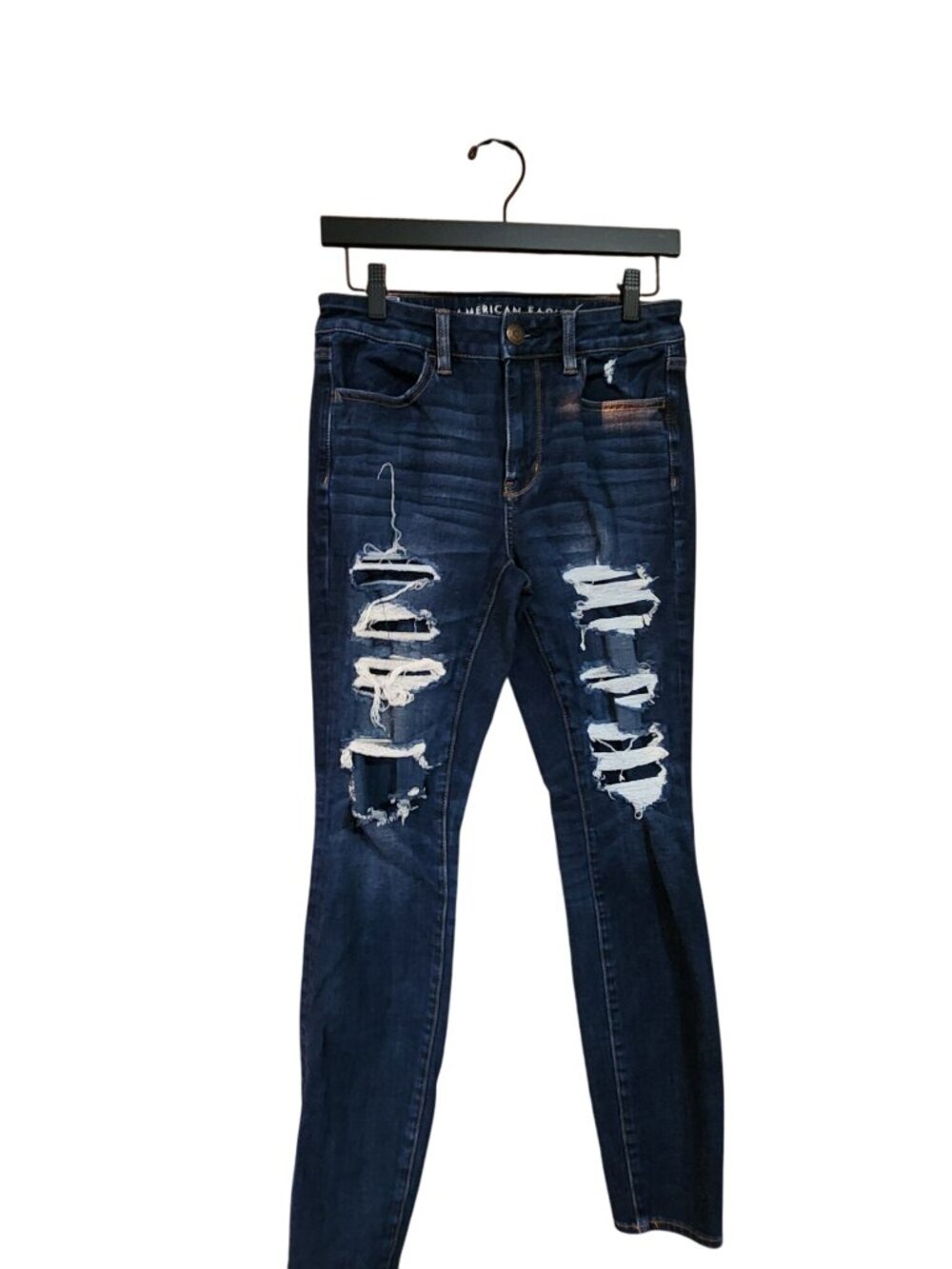 American Eagle Hi-Rise Jegging Distressed Dark Wash Denim Jeans Size 8 Regular W